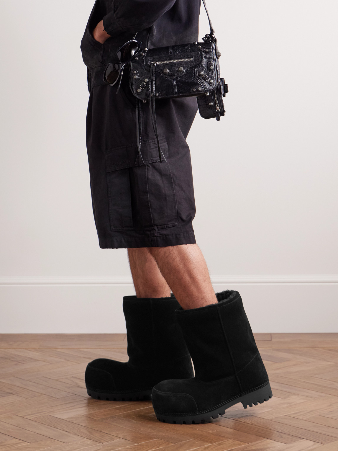Shop Balenciaga Alaska Shearling Boots In Black