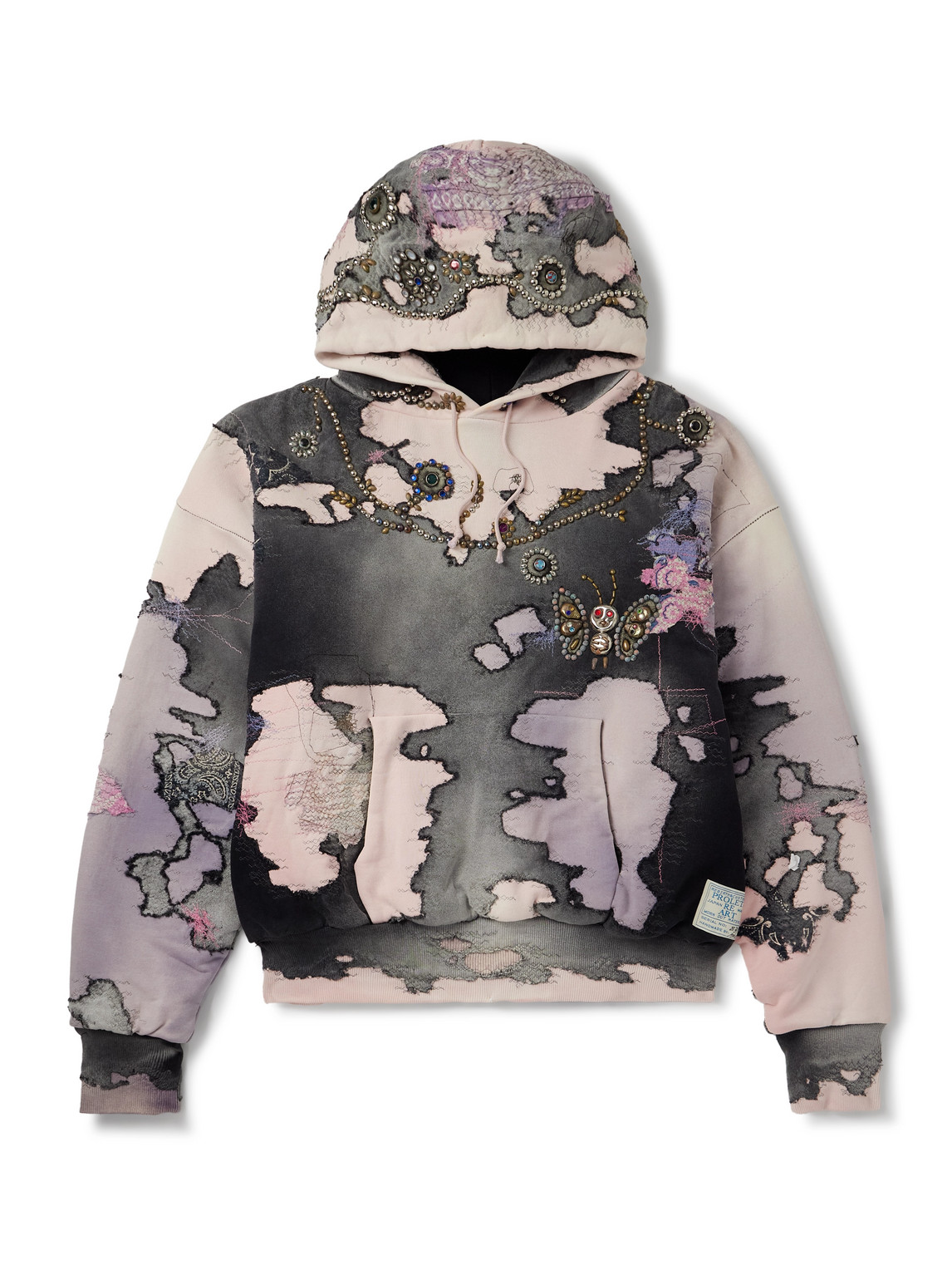 PROLETA RE ART – Studded Embroidered Cotton-Jersey Hoodie