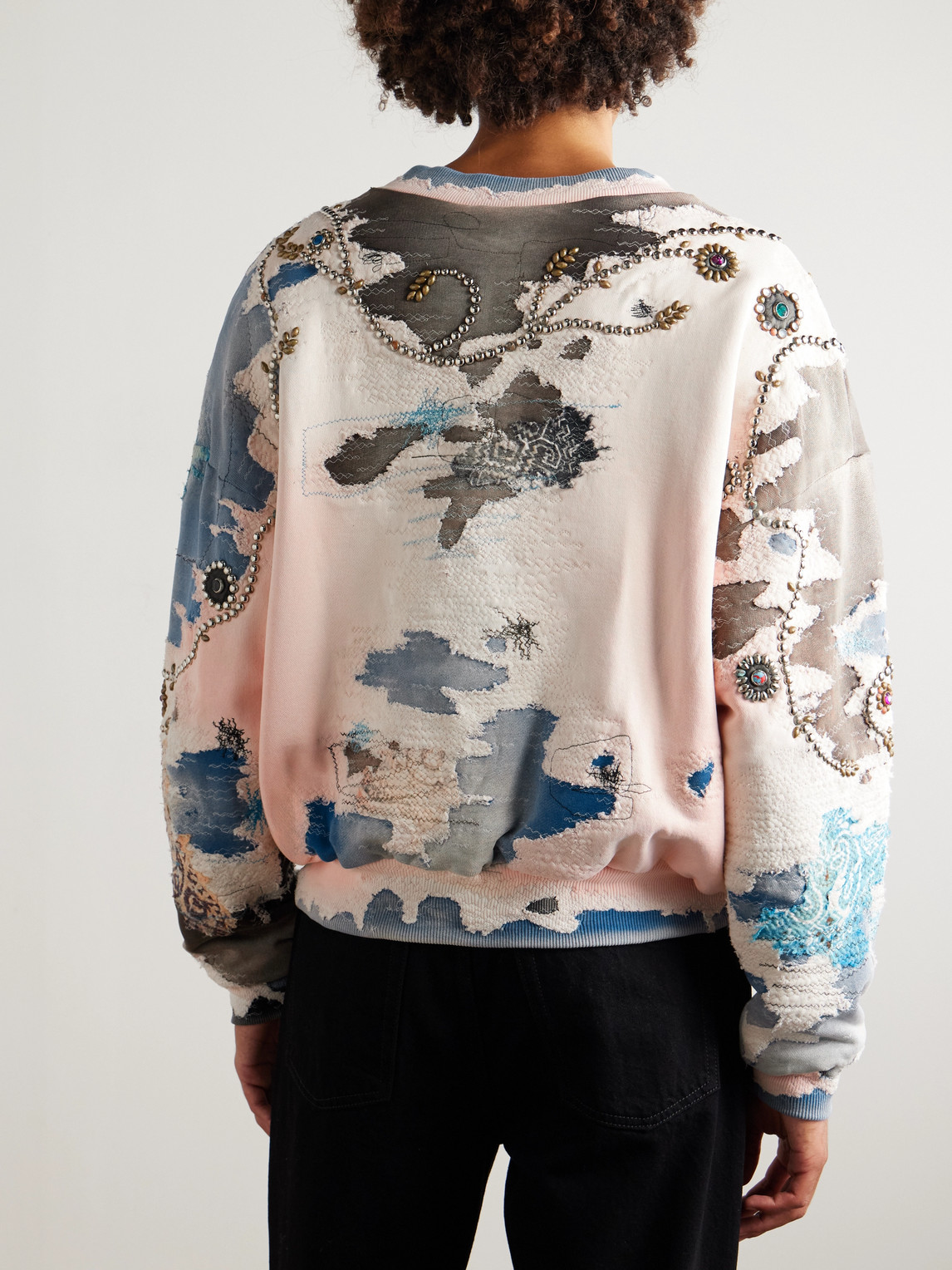  Proleta Re Art - Embellished Embroidered Printed Cotton-jersey Sweatshirt - Men - Multi - L 