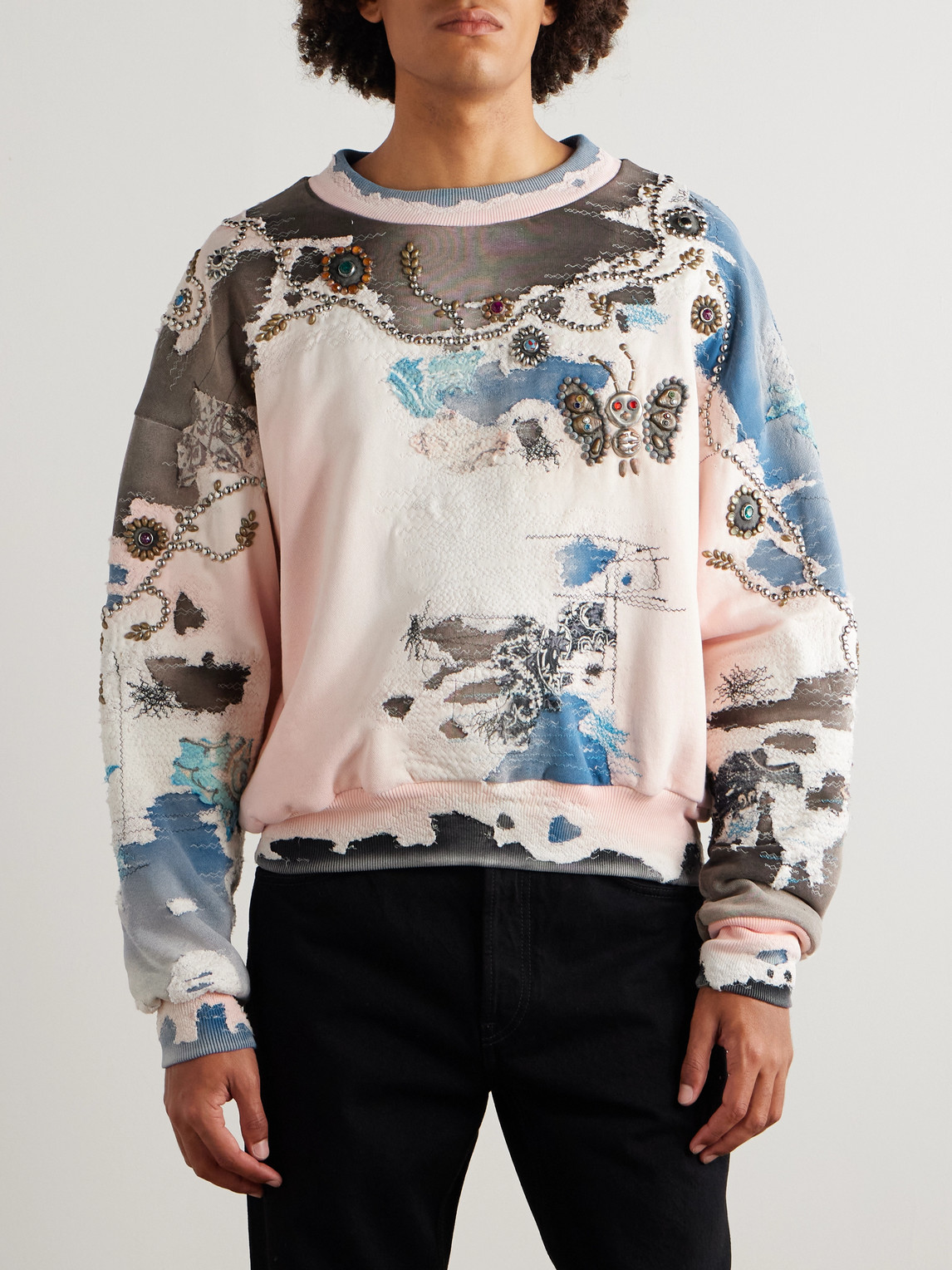  Proleta Re Art - Embellished Embroidered Printed Cotton-jersey Sweatshirt - Men - Multi - L 