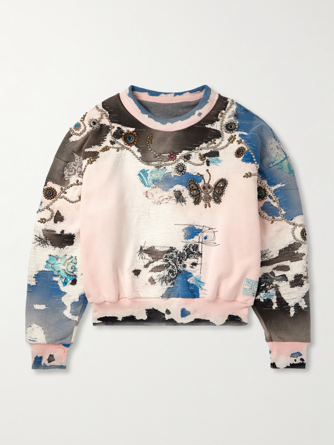 PROLETA RE ART – Embellished Embroidered Printed Cotton-Jersey Sweatshirt