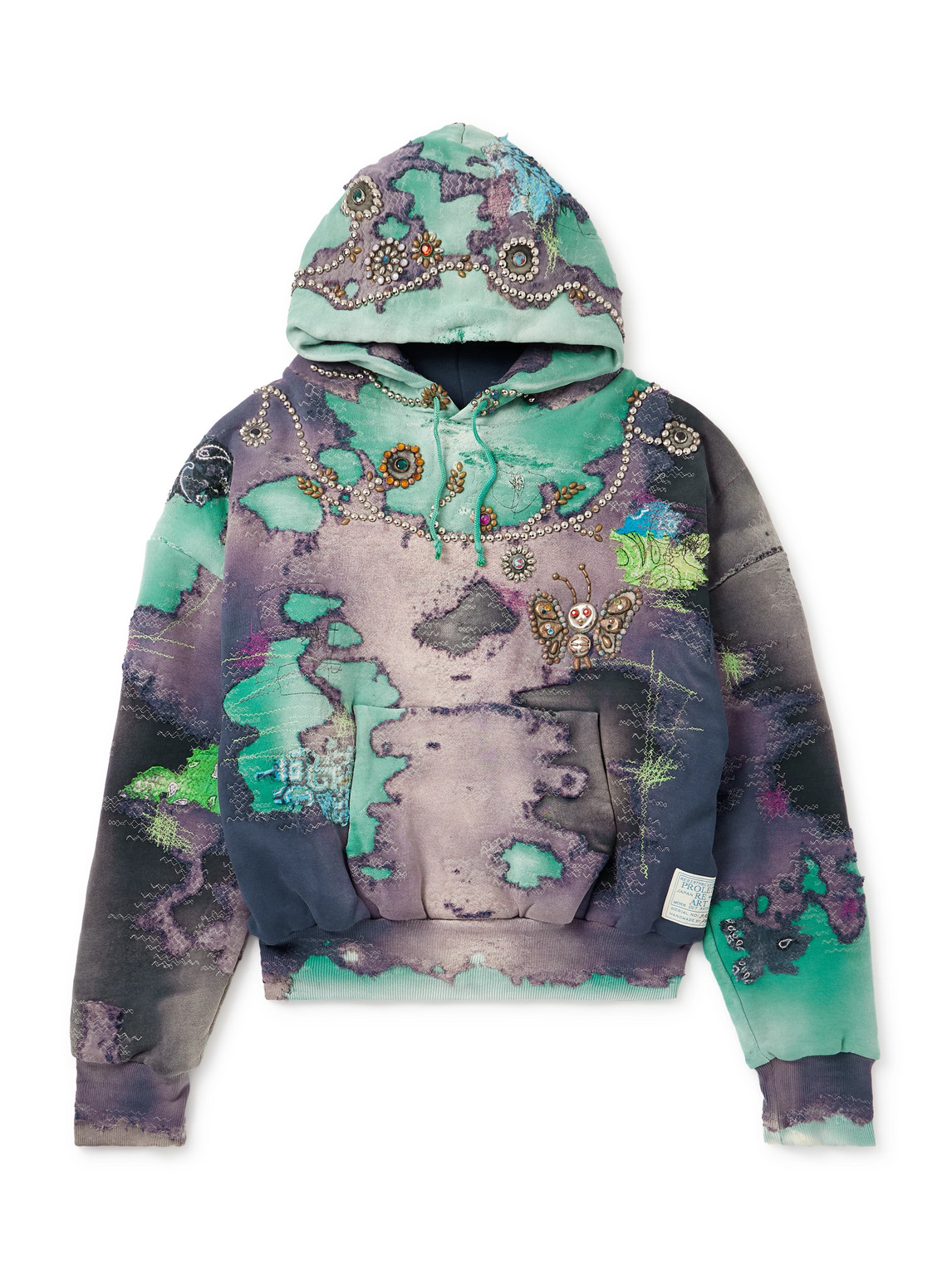 PROLETA RE ART – Studded Embroidered Cotton-Jersey Hoodie