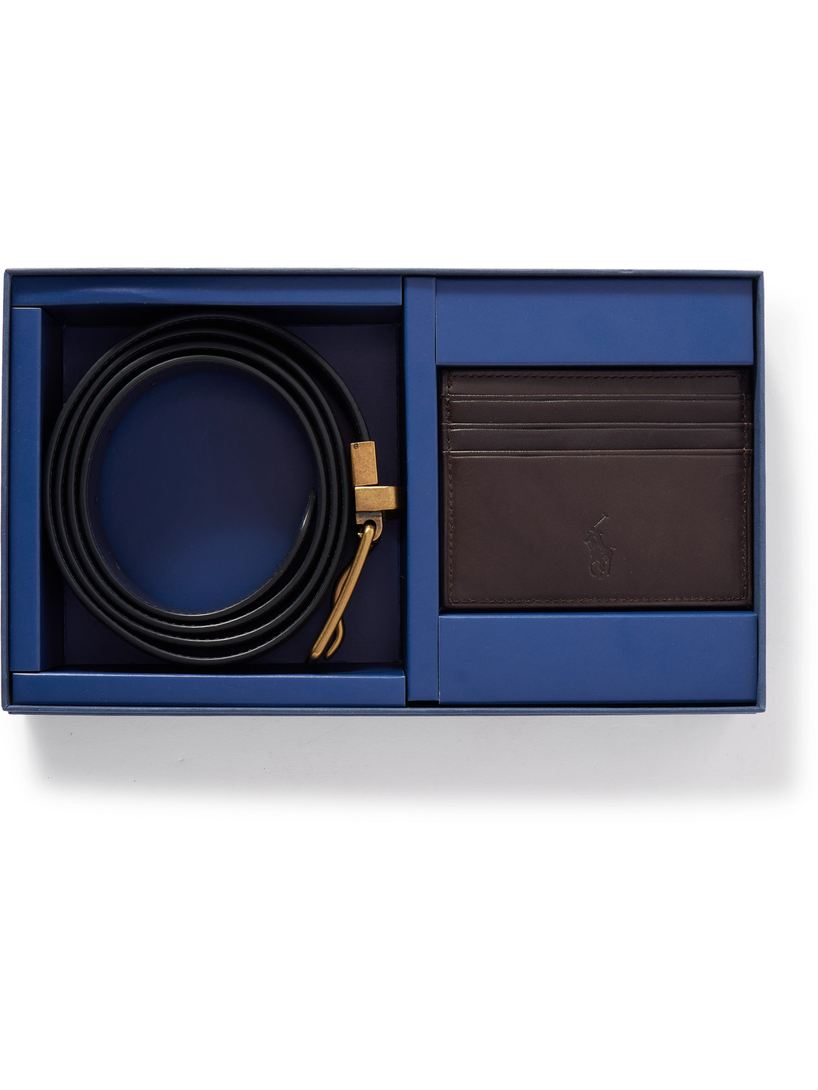 Polo Ralph Lauren 3.2cm Reversible Leather Belt And Logo-print Cardholder Set In Brown