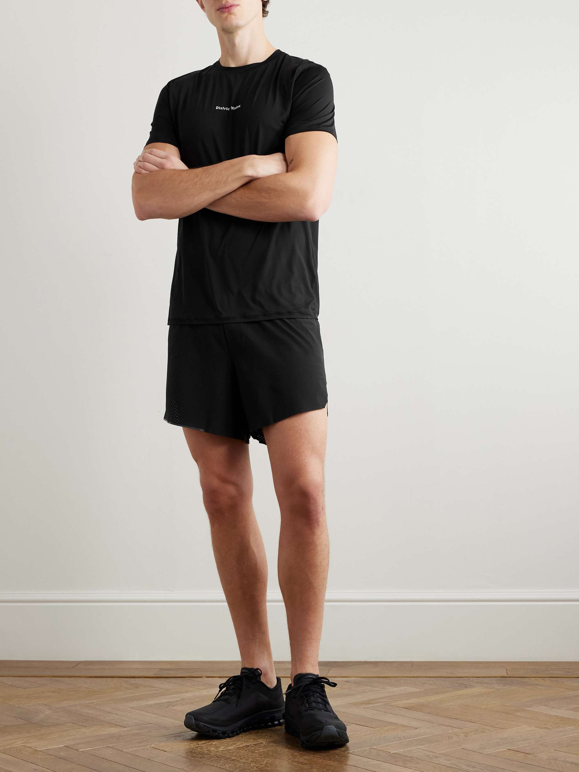 DISTRICT VISION Aloe Logo-Print Perforated Stretch-Jersey T-Shirt