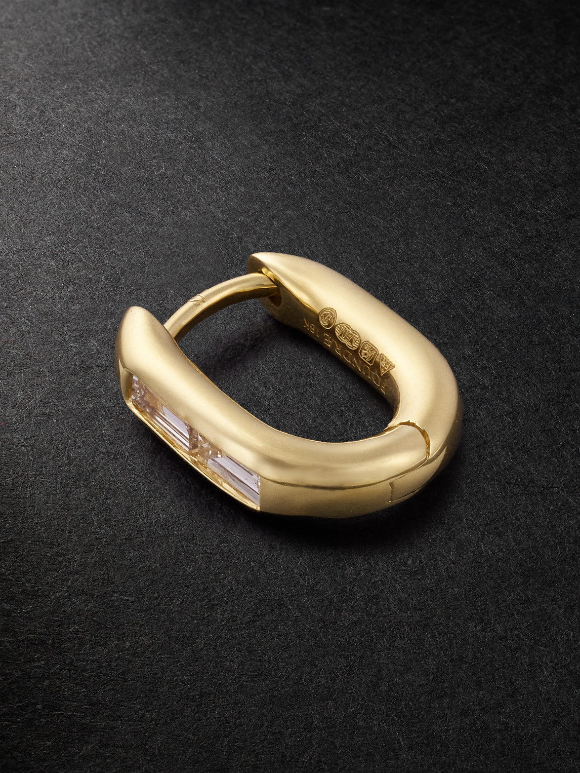 Foundrae Fob Petite 18-karat Gold Diamond Single Hoop Earring