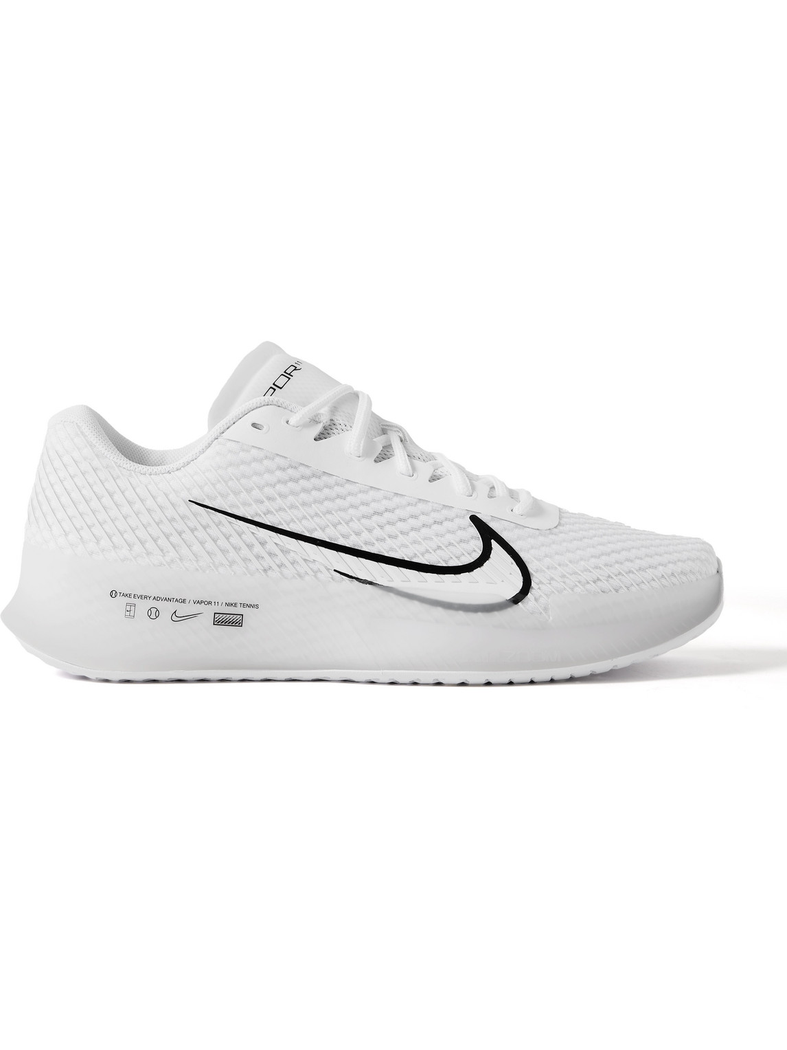 Nike Court Air Zoom Vapor 11 Rubber-trimmed Mesh Tennis Sneakers In White