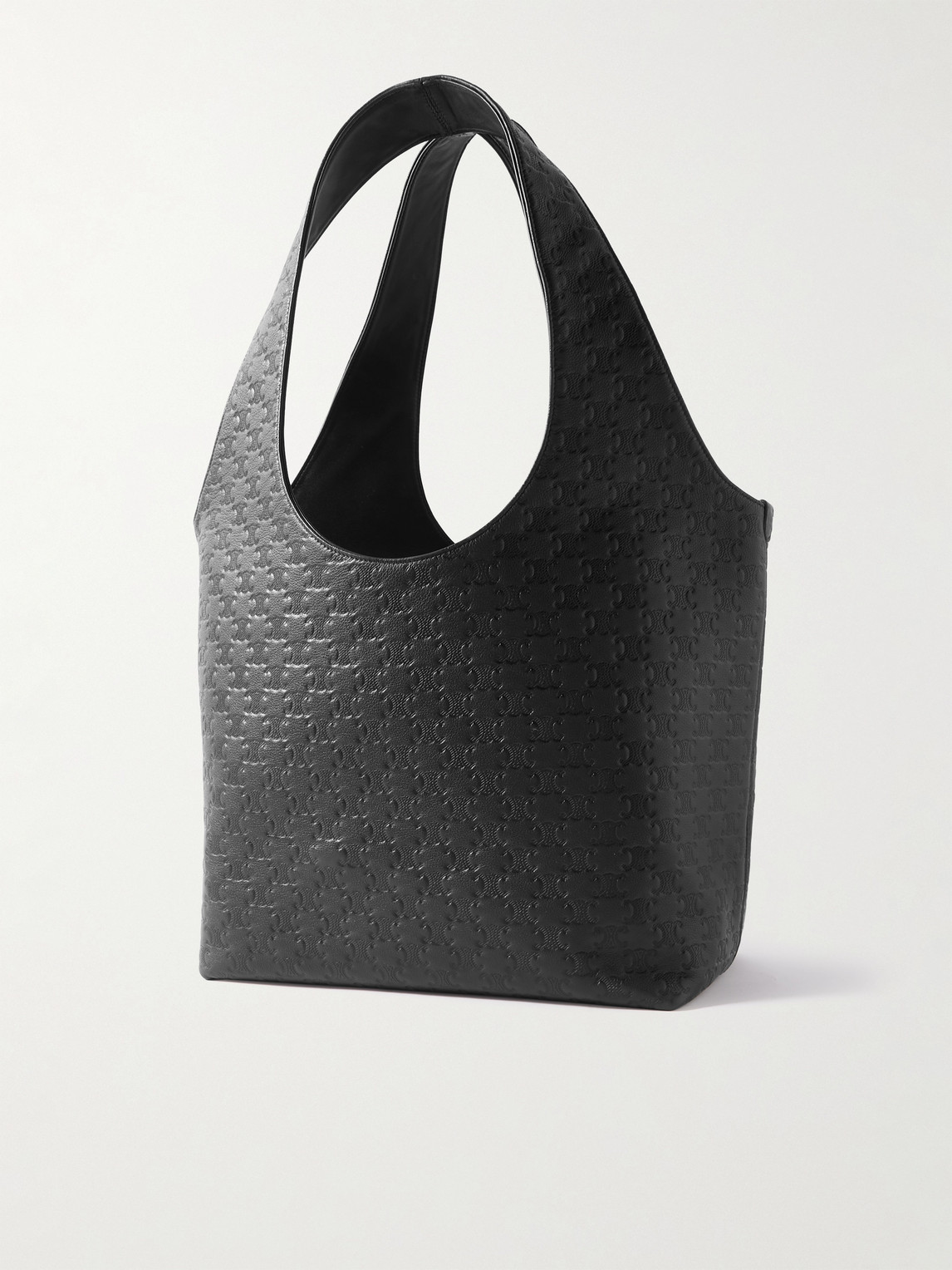 Celine Logo-debossed Full-grain Leather Tote Bag In Black