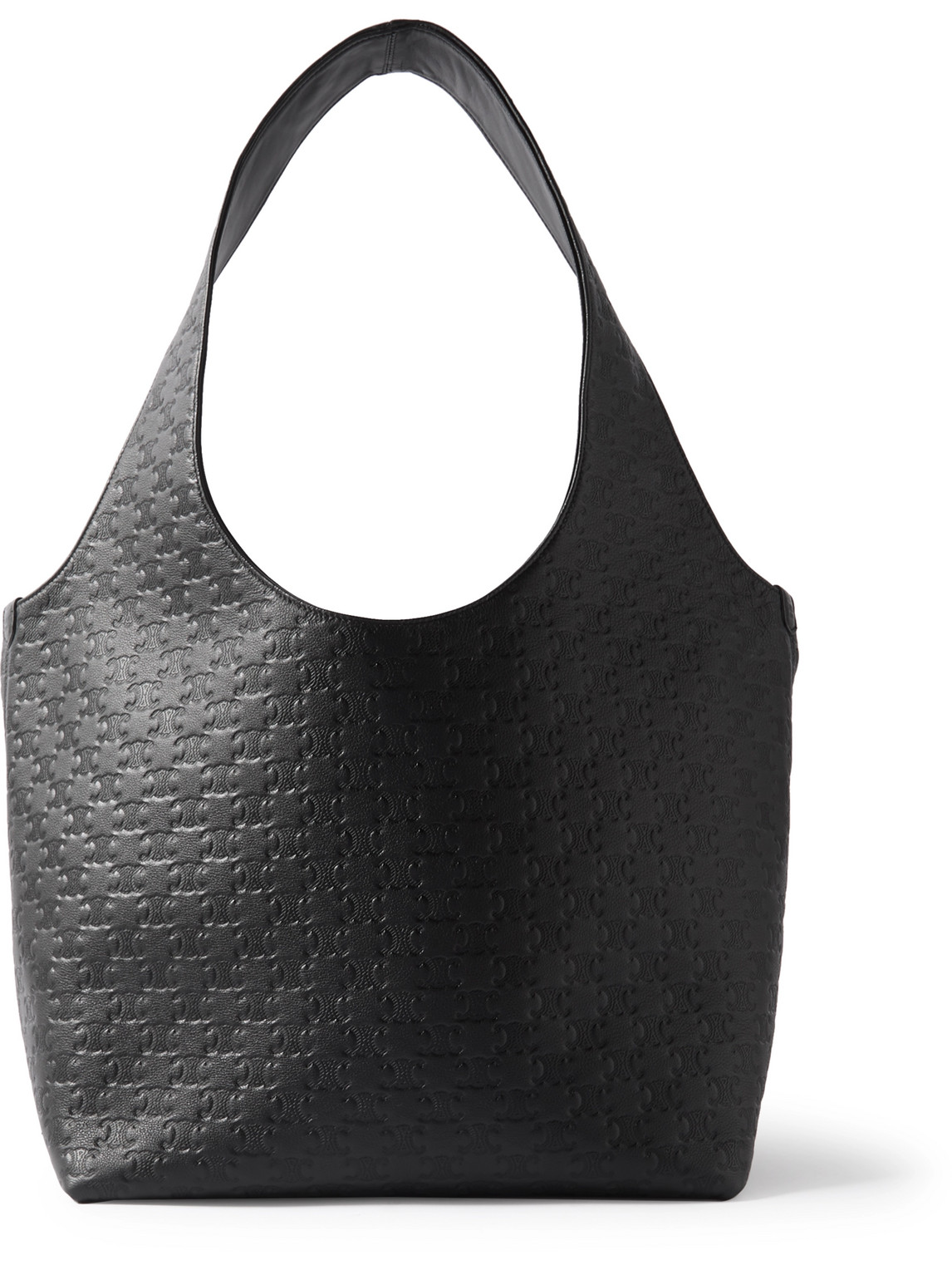 Celine Logo-debossed Full-grain Leather Tote Bag In Black