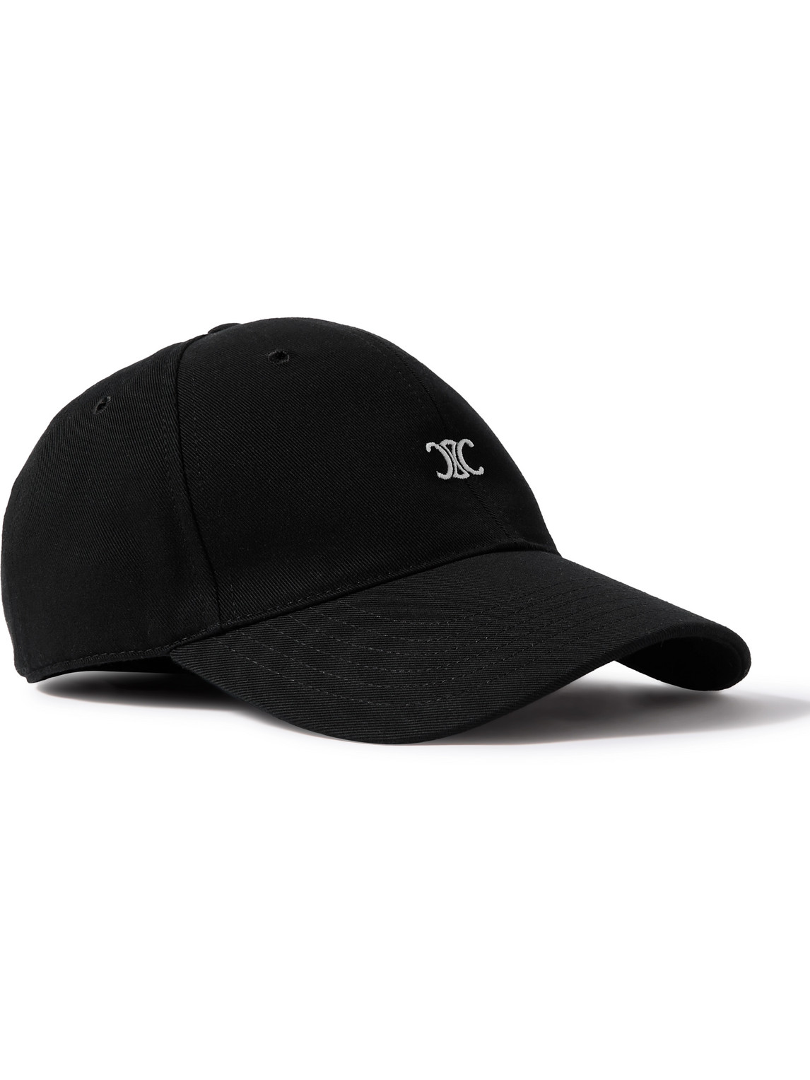 Celine Logo-embroidered Cotton-gabardine Baseball Cap In Black