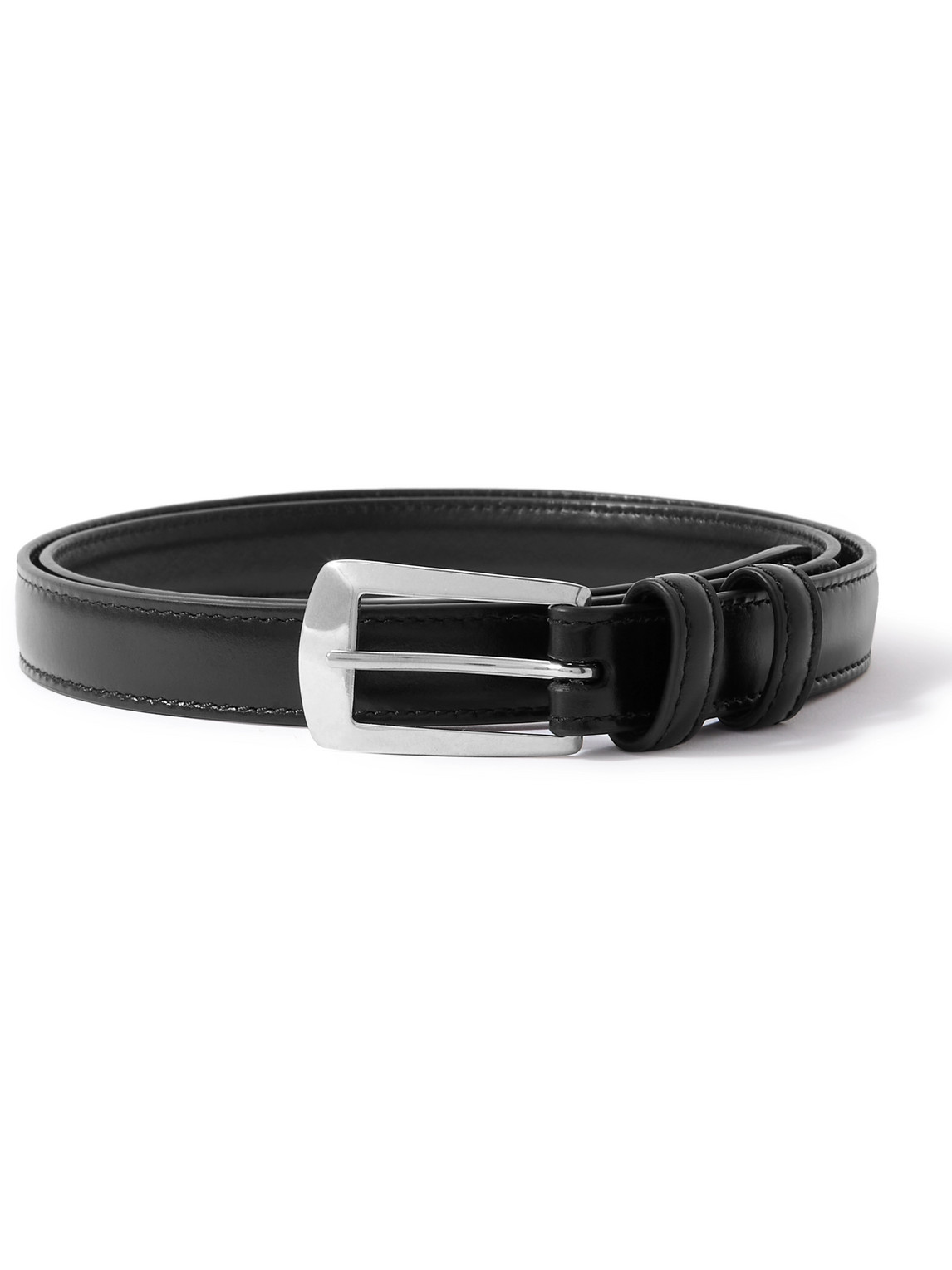 Celine 1.8cm Glossed-leather Belt In Black