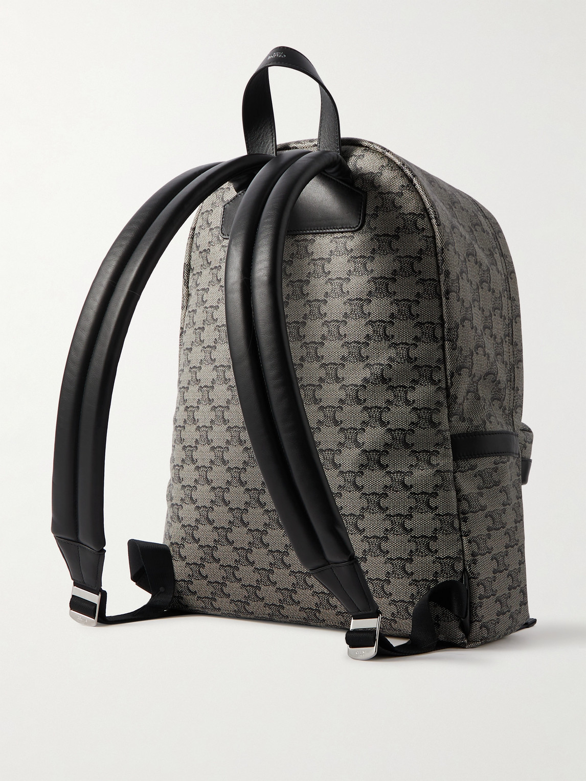 Celine Leather-trimmed Printed Coated-canvas Backpack In Gray