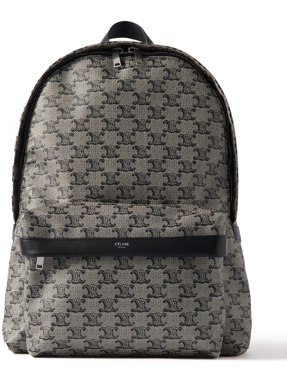 Celine Leather-trimmed Printed Coated-canvas Backpack In Gray