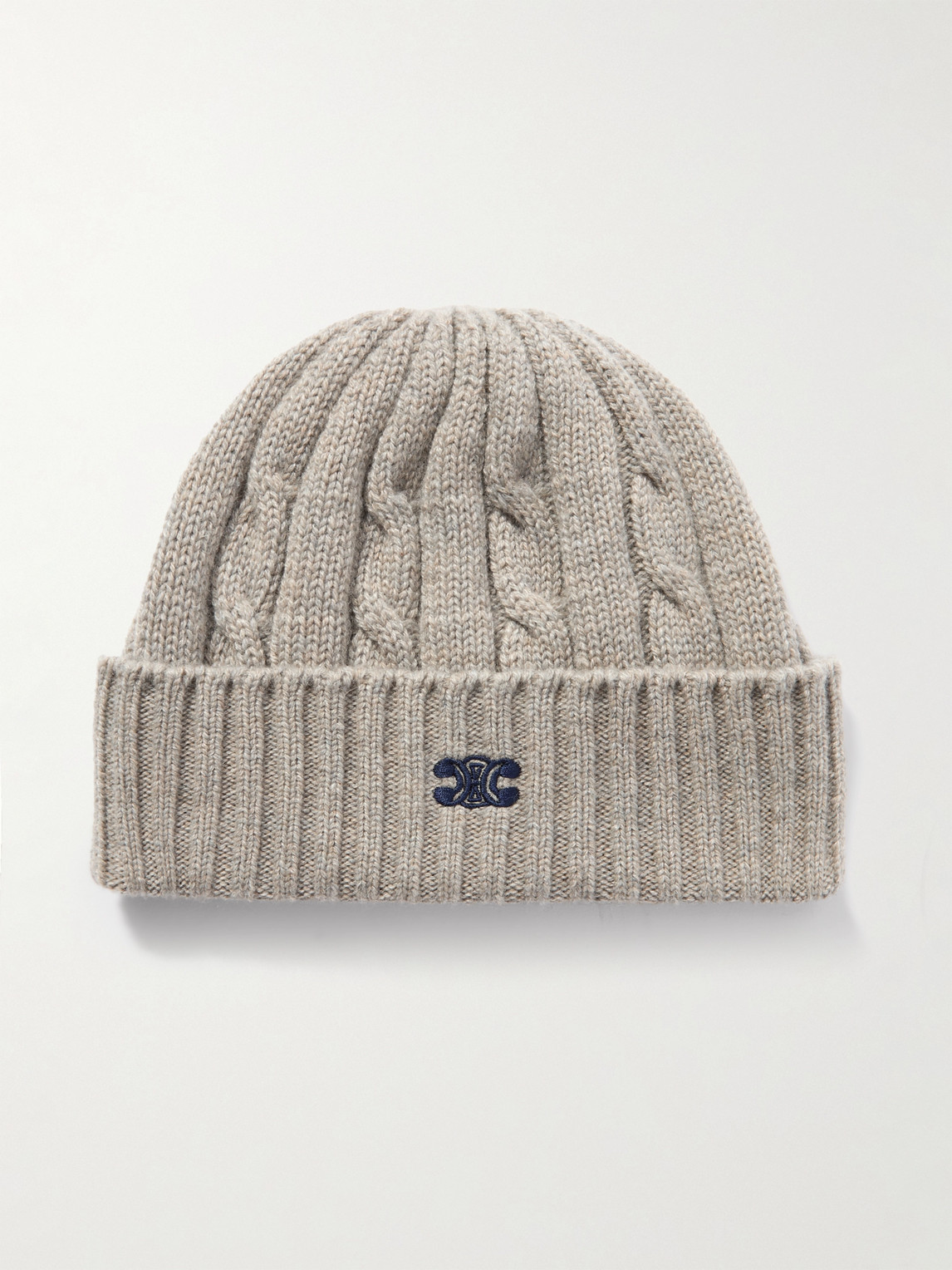 Logo-Embroidered Cable-Knit Cashmere Beanie