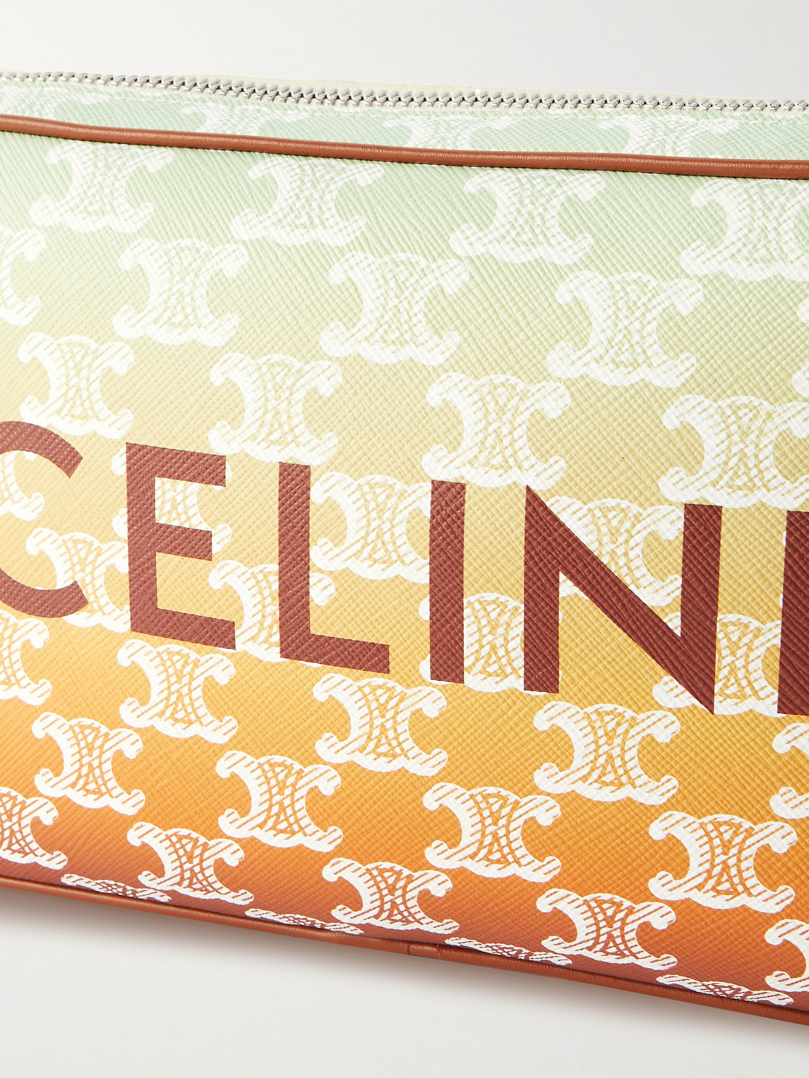 Celine Triomphe Leather-trimmed Logo-print Coated-canvas Messenger Bag In Yellow