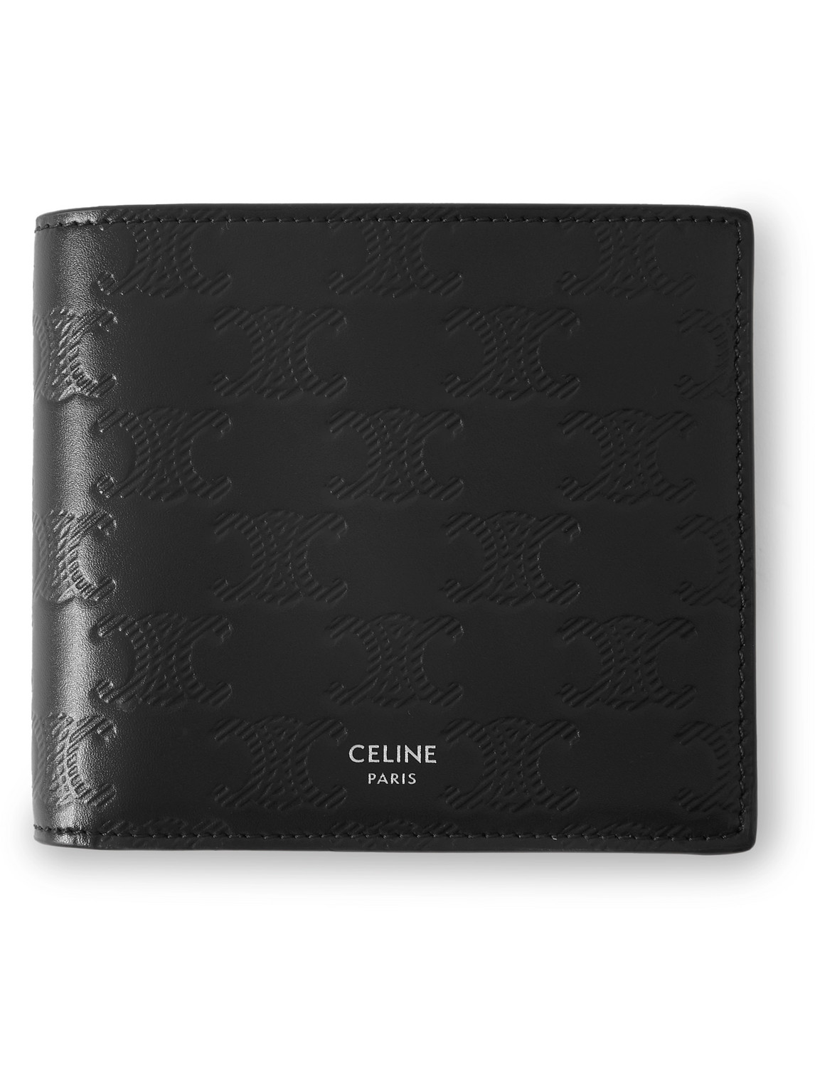 Celine Triomphe Logo-debossed Leather Billfold Wallet In Black