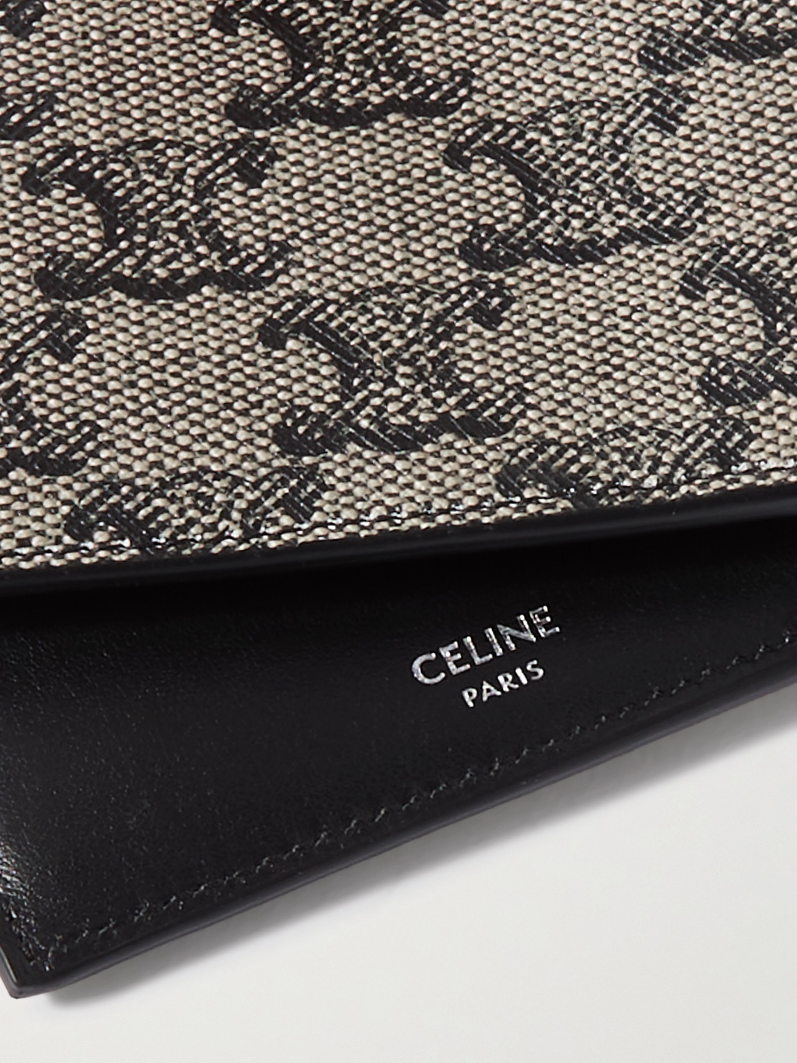 Celine Triomphe Leather-trimmed Coated-canvas Billfold Wallet In Brown