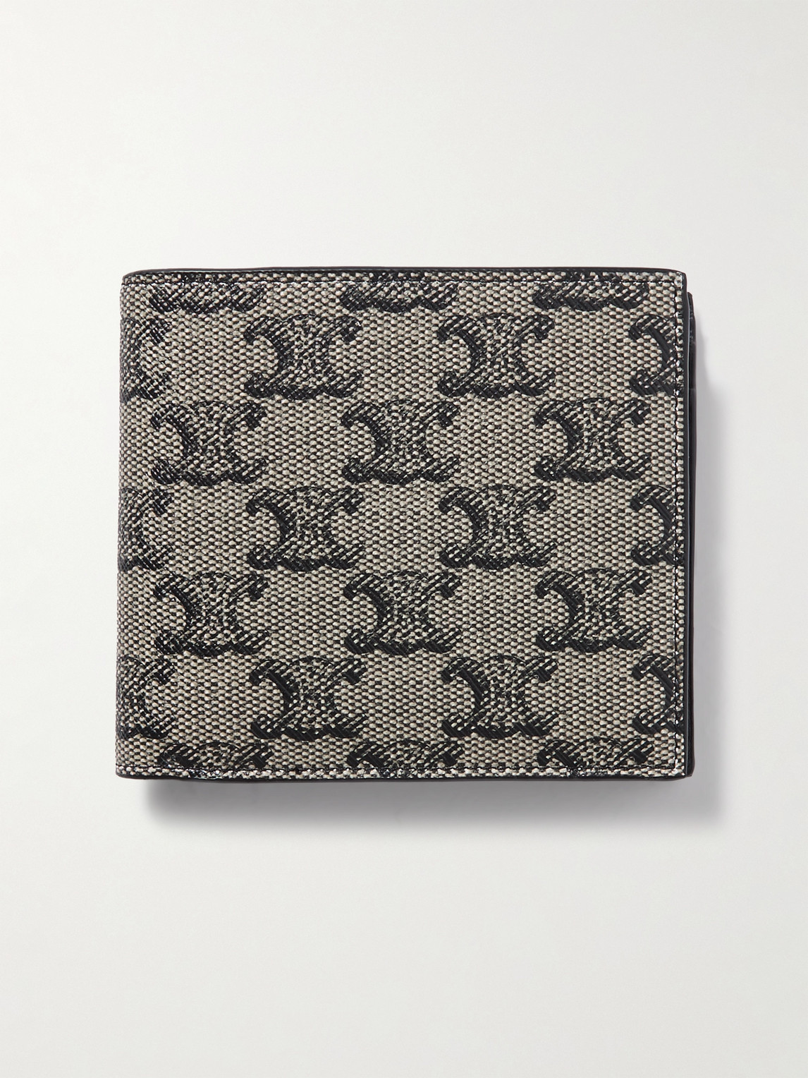 Triomphe Leather-Trimmed Coated-Canvas Billfold Wallet