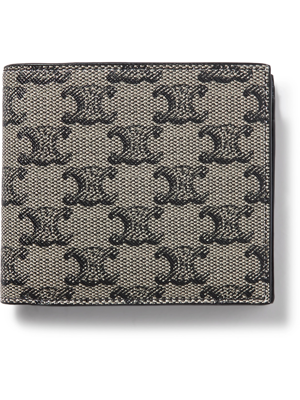 Celine Triomphe Leather-trimmed Coated-canvas Billfold Wallet In Brown
