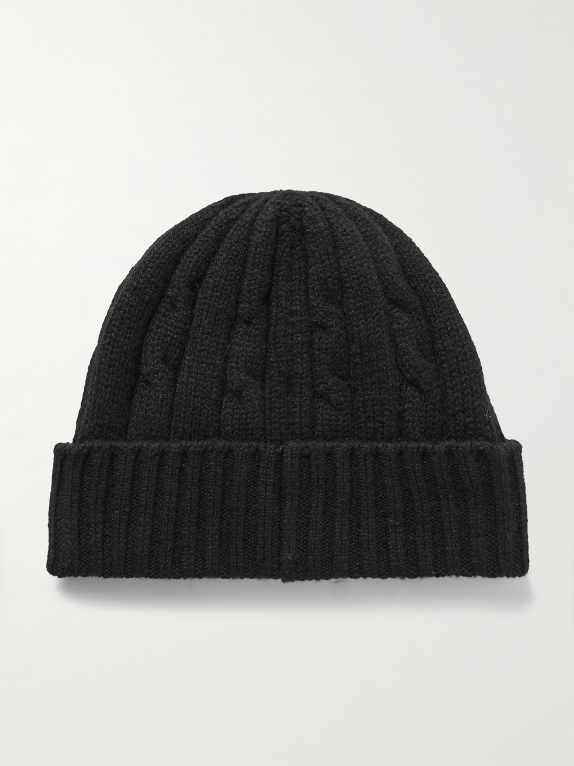 Celine Logo-embroidered Cable-knit Cashmere Beanie In Black