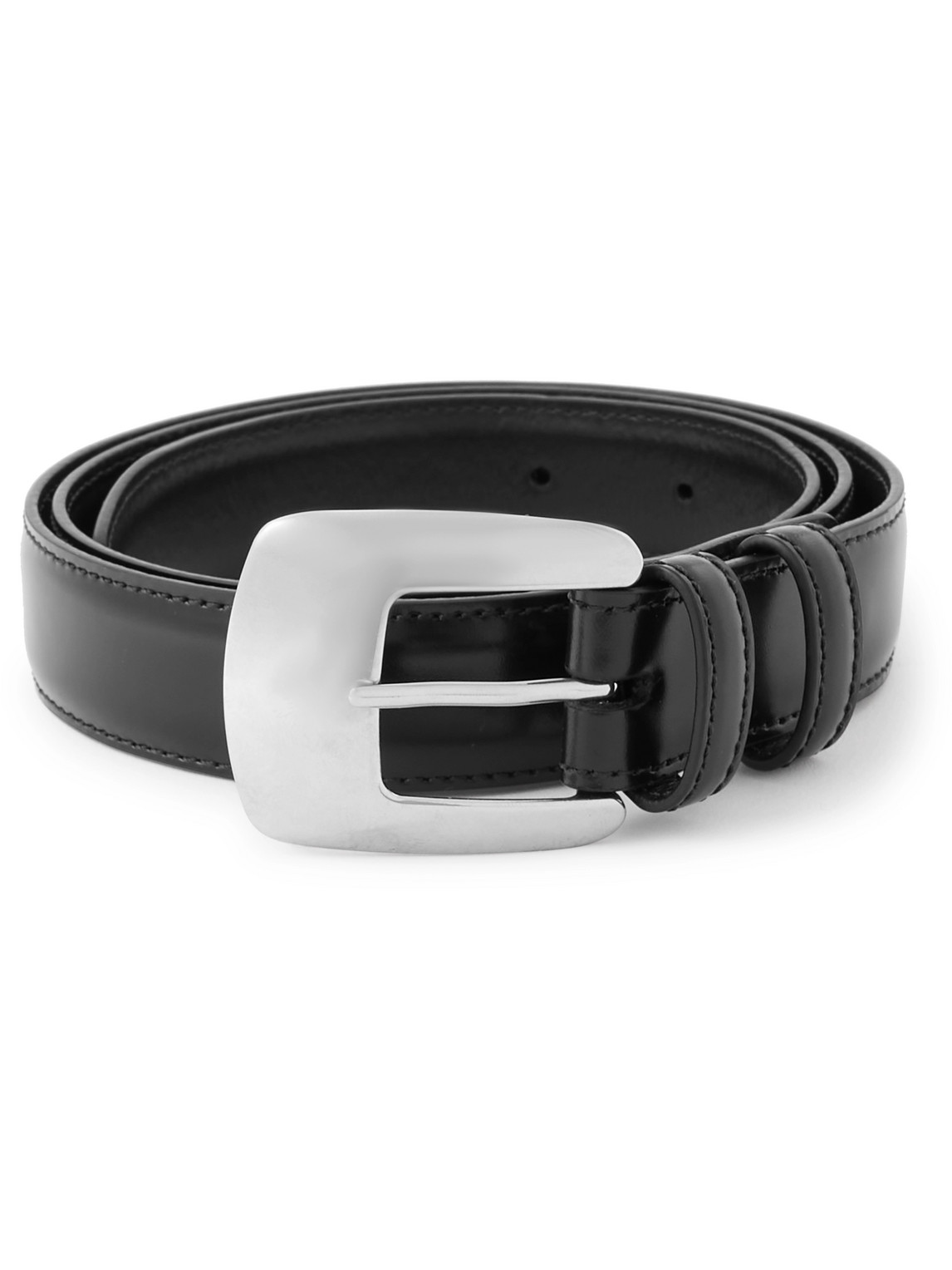 Celine 2.5cm Glossed-leather Belt In Black
