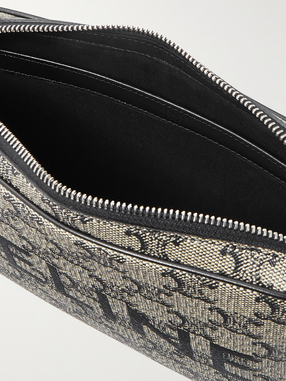 Celine Triomphe Leather-trimmed Logo-print Coated-canvas Messenger Bag In Gray