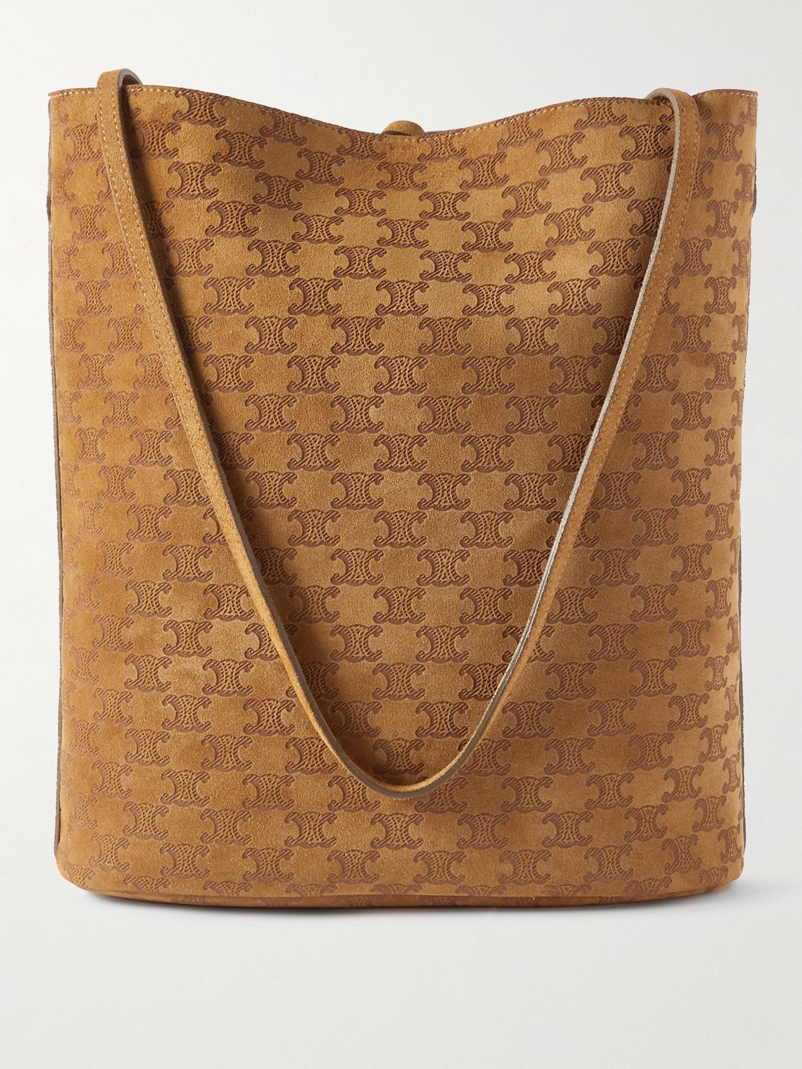 Logo-Debossed Suede Bucket Bag