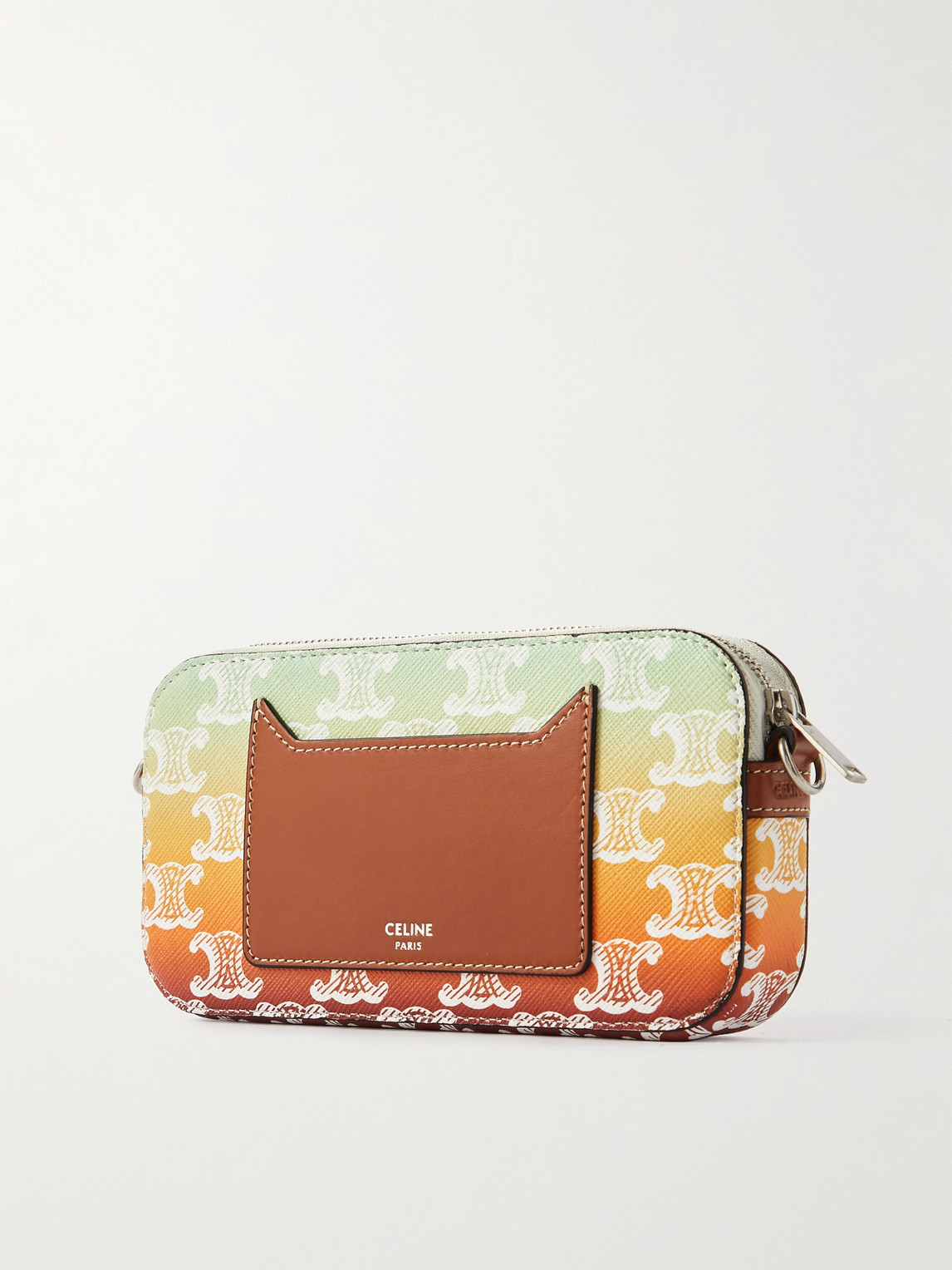 Celine Triomphe Leather-trimmed Logo-print Coated-canvas Messenger Bag In Yellow