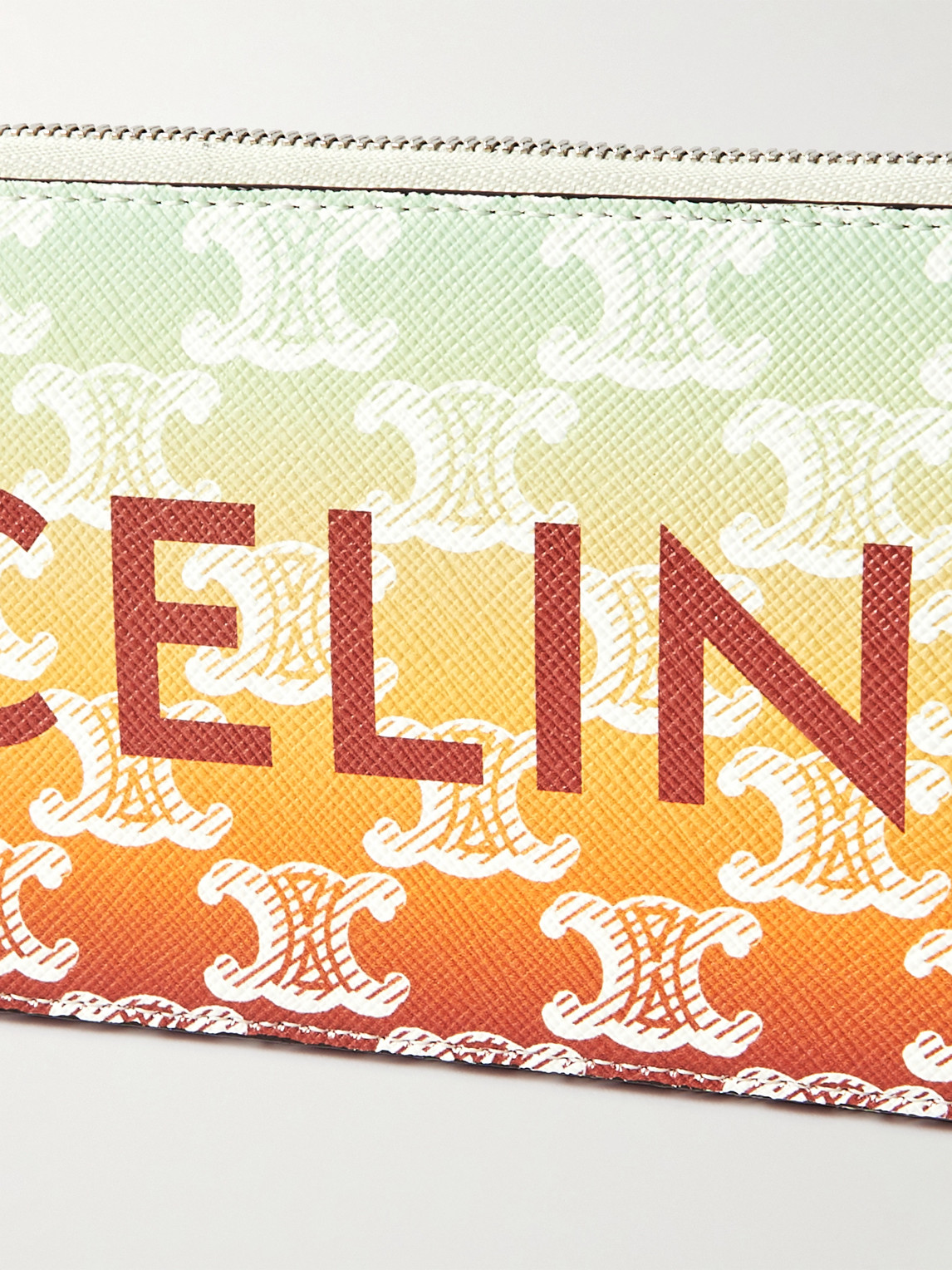 Celine Triomphe Leather-trimmed Logo-print Coated-canvas Messenger Bag In Yellow