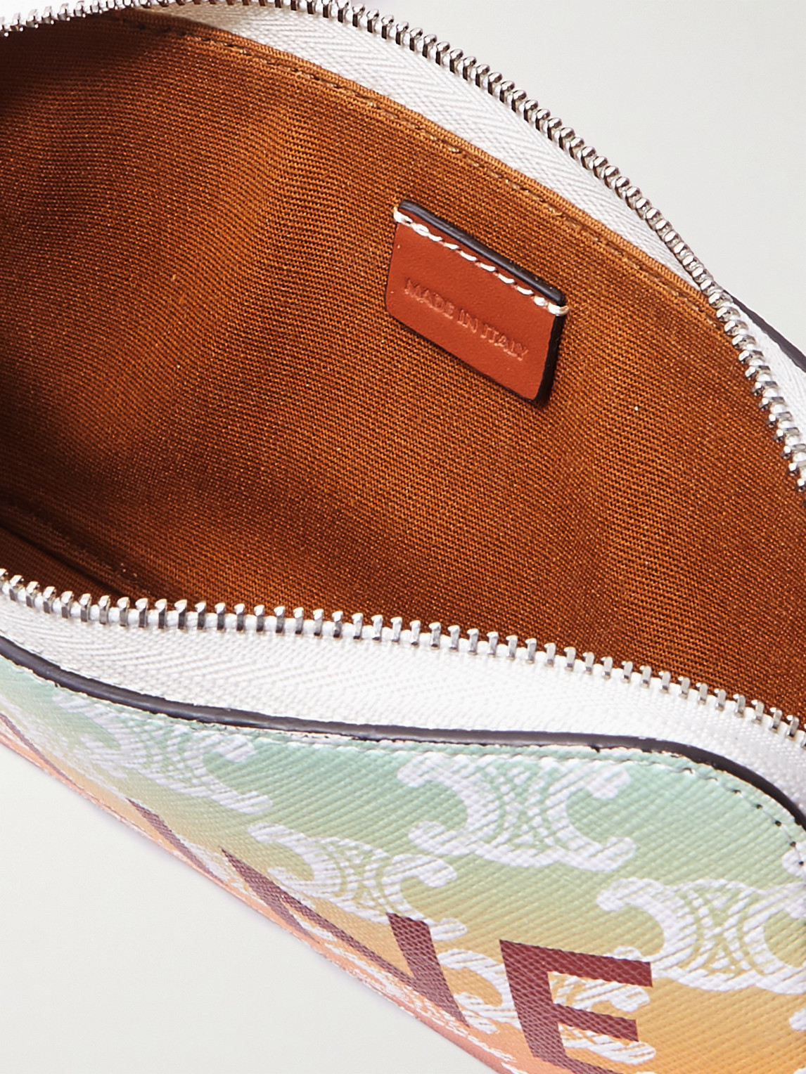 Celine Triomphe Leather-trimmed Logo-print Coated-canvas Messenger Bag In Yellow