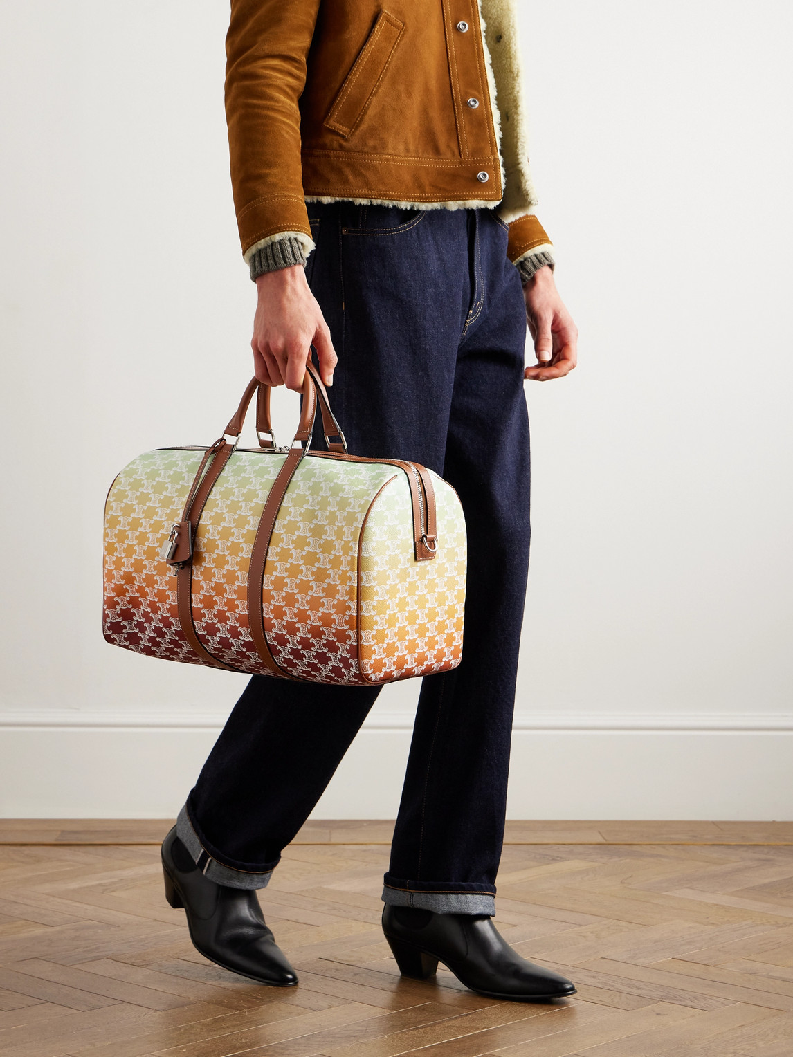 Medium Voyage Leather-Trimmed Logo-Print Coated-Canvas Holdall — 2