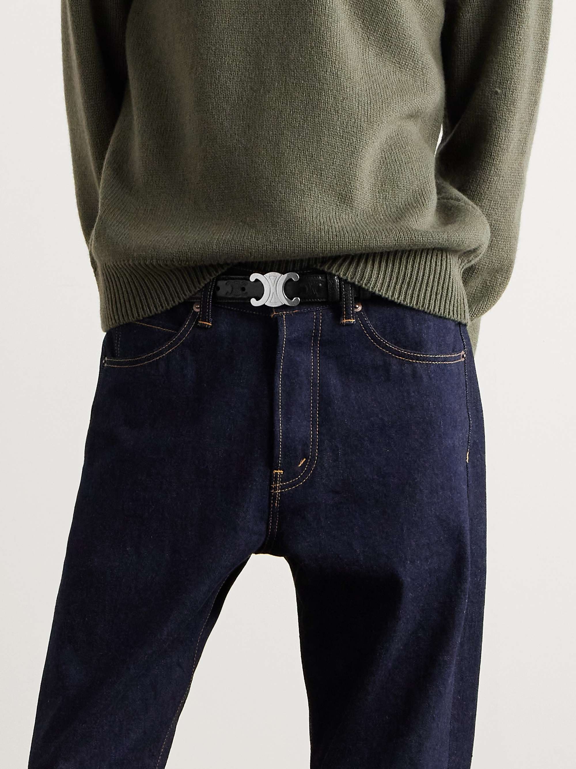 CELINE HOMME 2.5cm Triomphe Logo-Debossed Leather Belt for CELINE HOMME 2.5cm Triomphe Logo-Debossed Leather Belt for