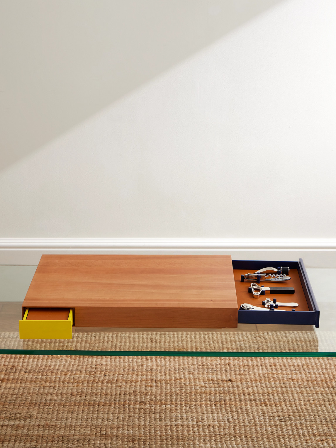 L'atelier Du Vin Le Plateau Wood, Lacquer, Leather And Chromed Metal Wine Tool And Tray Set In Brown