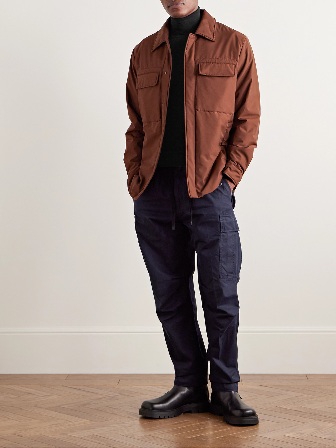Zegna Cable Stitch Split Turtleneck Cashmere Sweater In Black