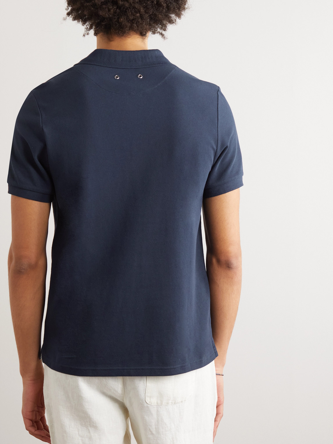 Shop Vilebrequin Slim-fit Logo-embroidered Cotton-piqué Polo Shirt In Blue
