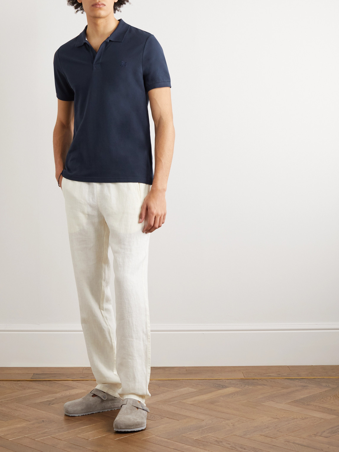 VILEBREQUIN SLIM-FIT LOGO-EMBROIDERED COTTON-PIQUÉ POLO SHIRT