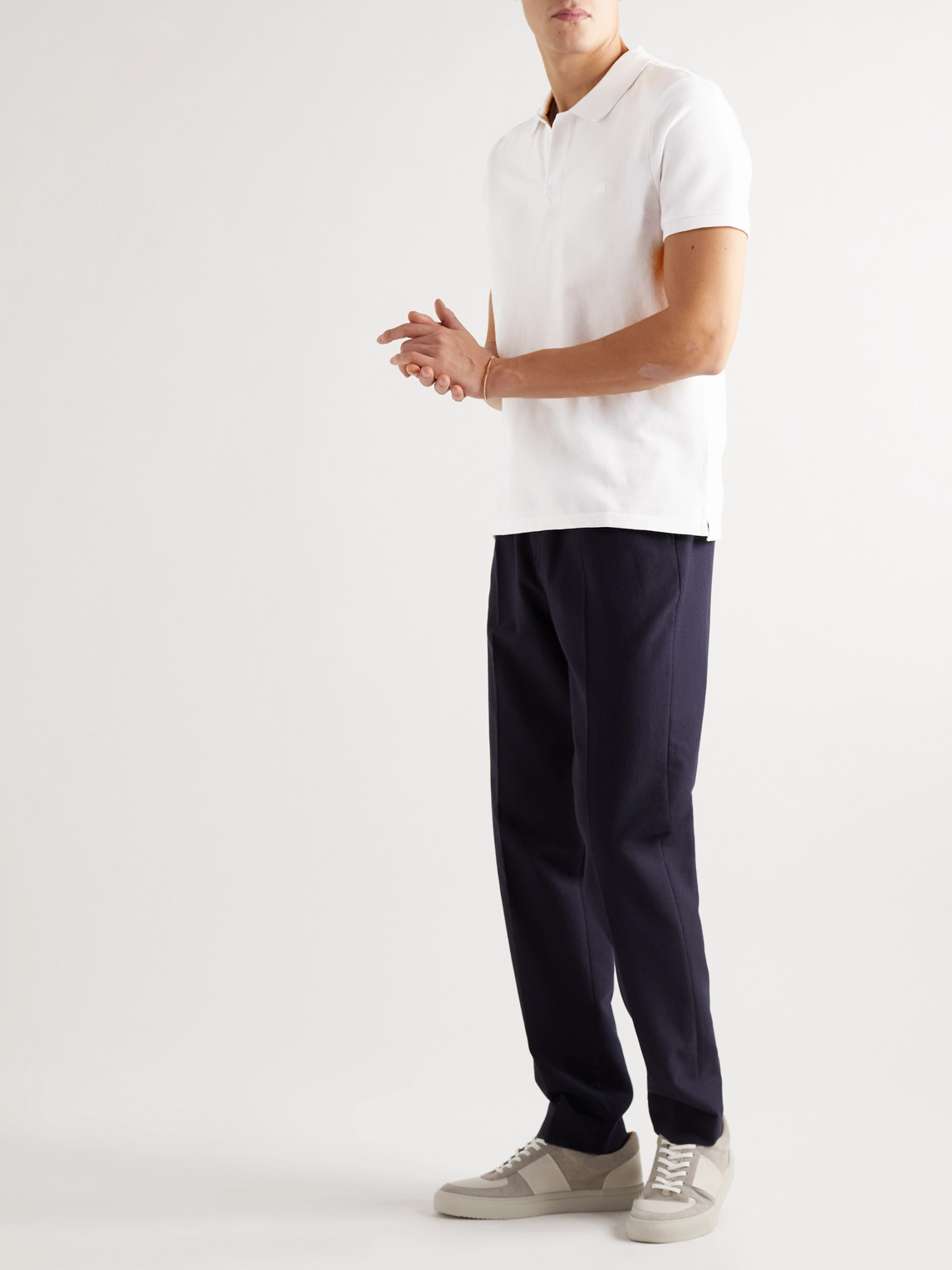 Vilebrequin Pacific Logo-embroidered Cotton-blend Terry Polo Shirt In White