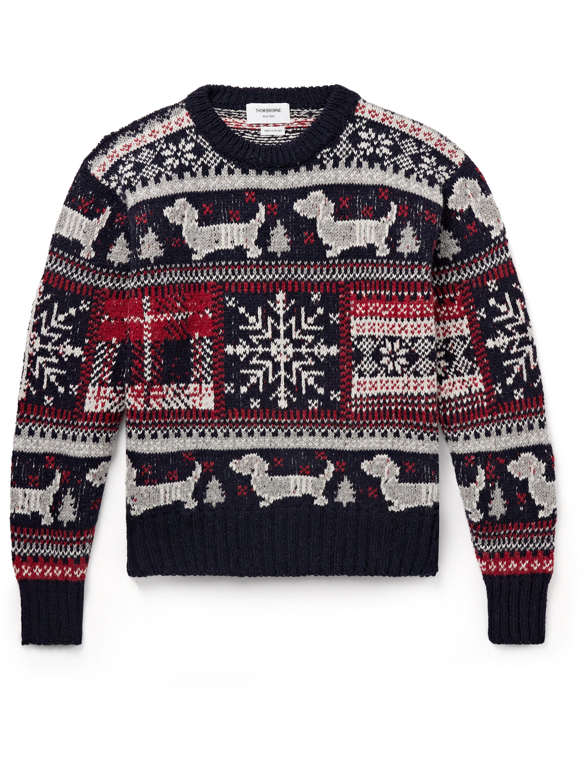 Thom Browne Fair Isle Intarsia Jumper In Blue