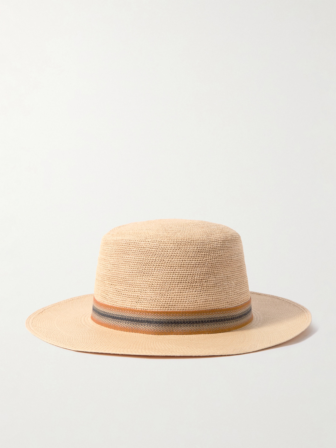 LORO PIANA NAOKI WEBBING-TRIMMED STRAW HAT