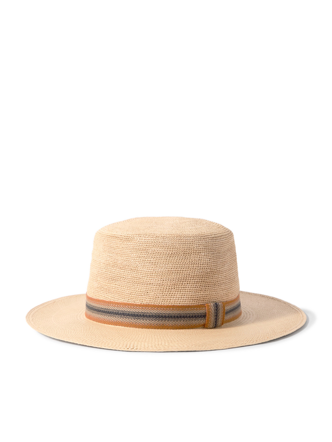 LORO PIANA NAOKI WEBBING-TRIMMED STRAW HAT