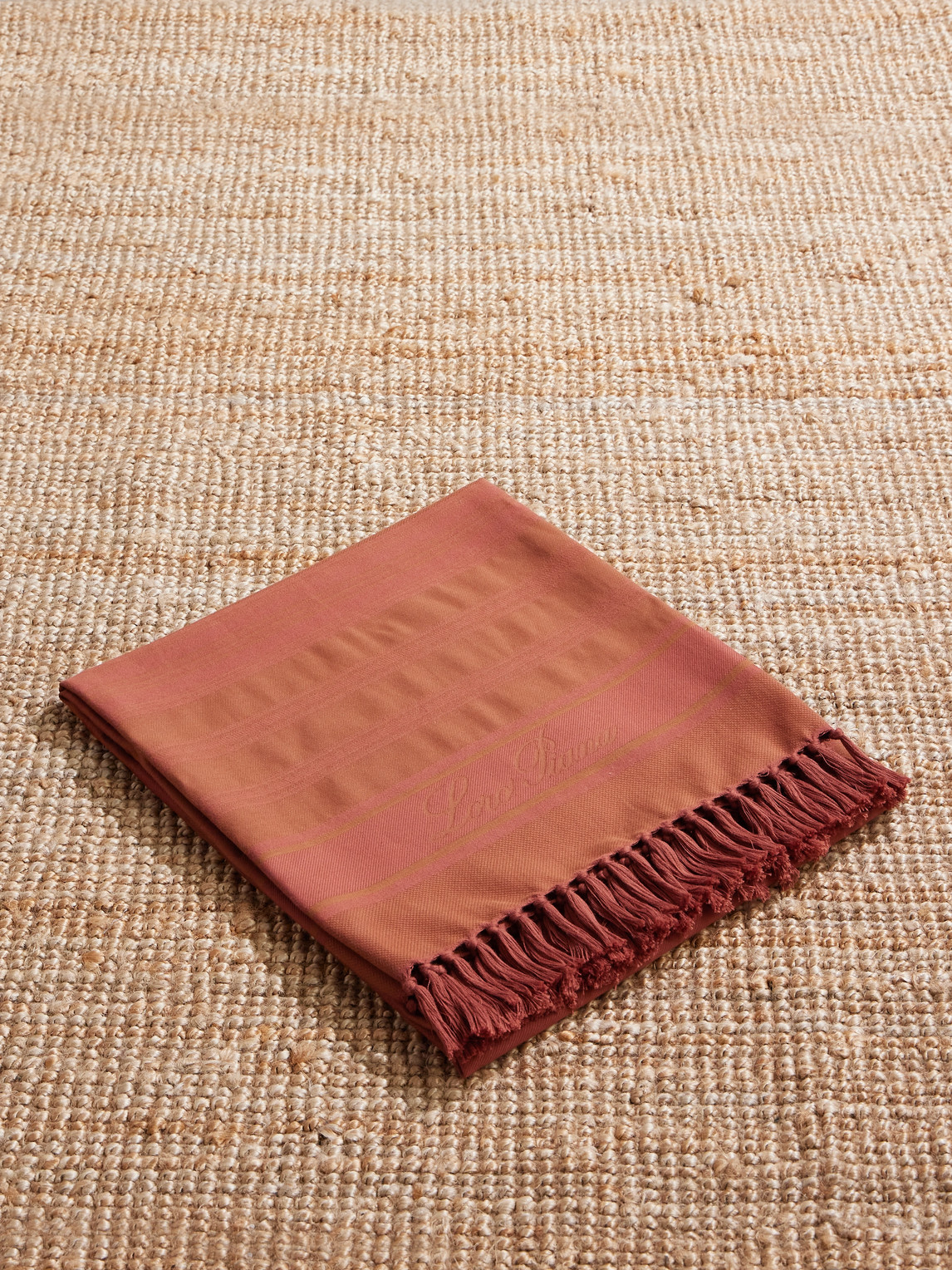 Loro Piana Fringed Striped Cotton Towel In Brown