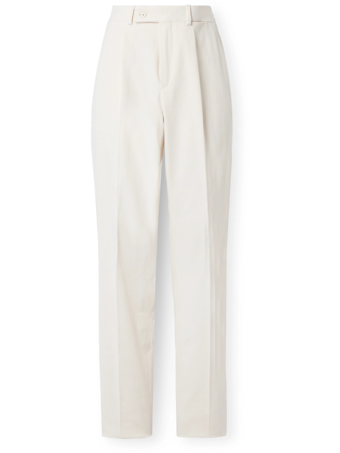 Caruso - Straight-Leg Pleated Brushed Cotton-Blend Twill Trousers - Men - White - IT 50
