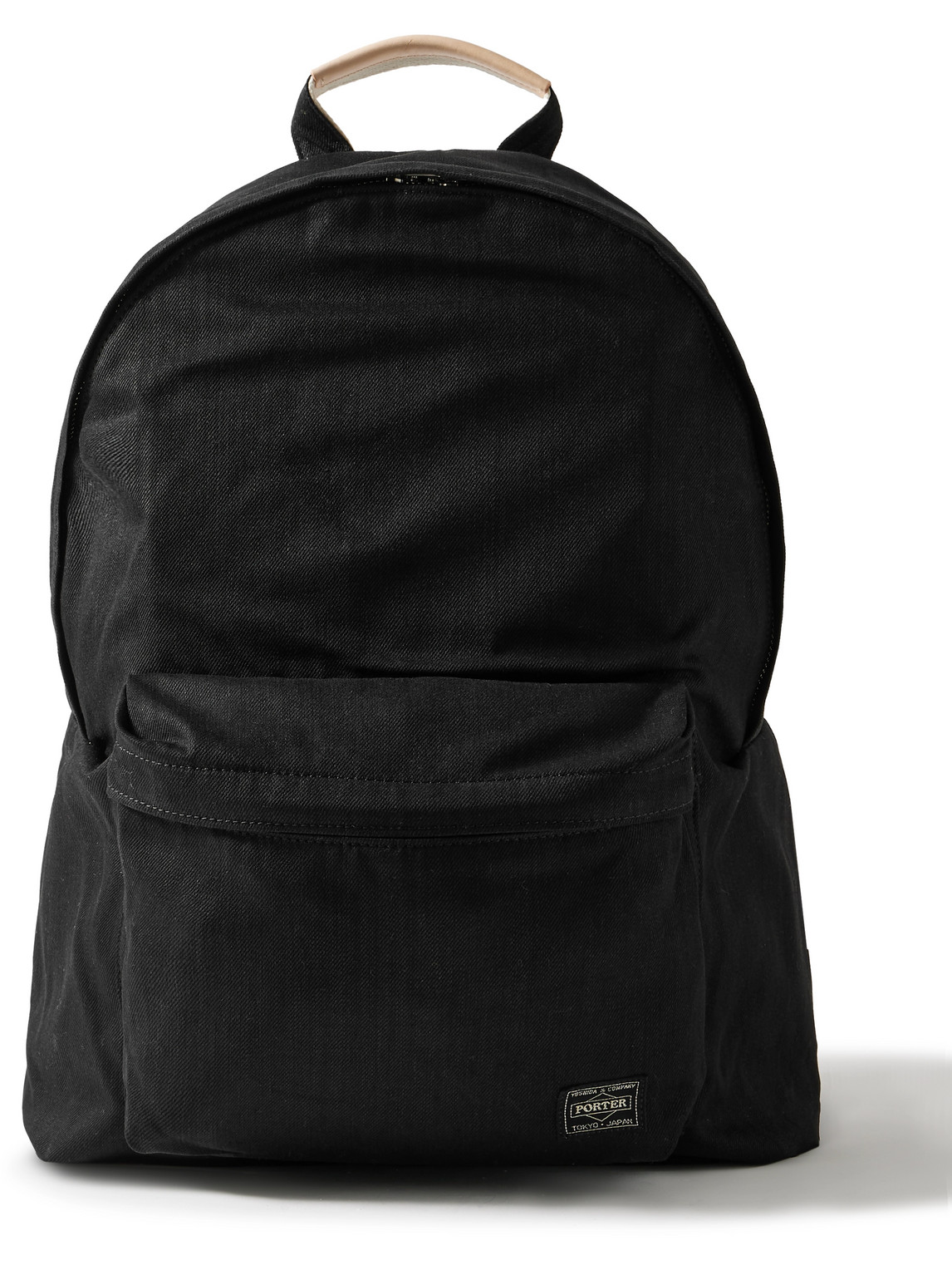 Daypack Leather-Trimmed Denim Backpack