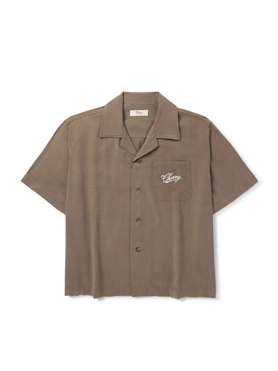 Camp-Collar Logo-Embroidered Twill Shirt