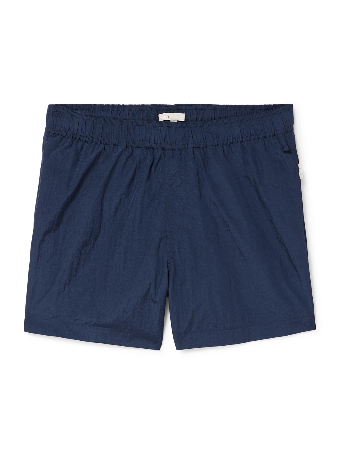 Straight-Leg Mid-Length Crinkled Swim Shorts