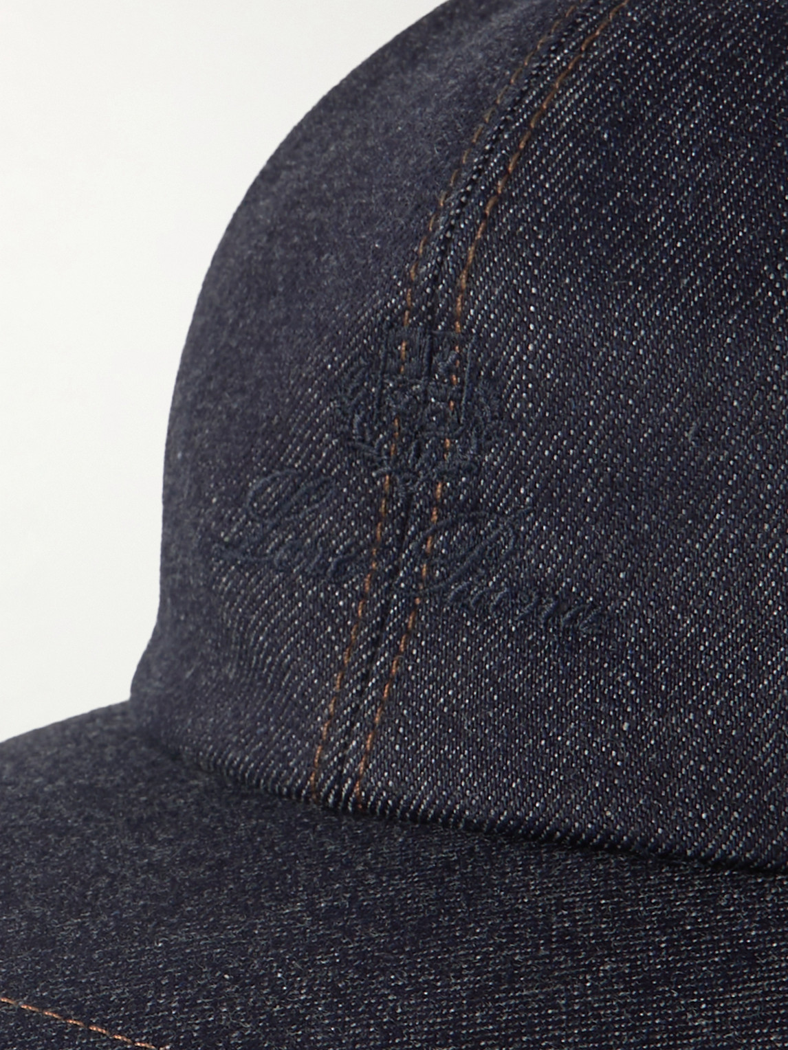 Shop Loro Piana Logo-embroidered Cashdenim® Baseball Cap In Blue