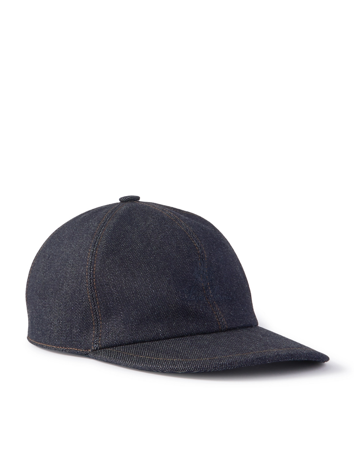 Loro Piana Logo-embroidered Cashdenim® Baseball Cap In Blue
