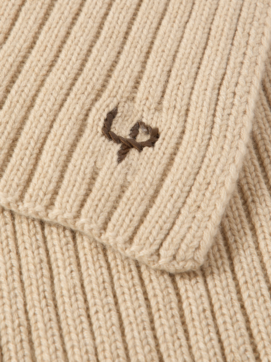 Loro Piana Leather-trimmed Ribbed Cashmere Scarf In Neutrals