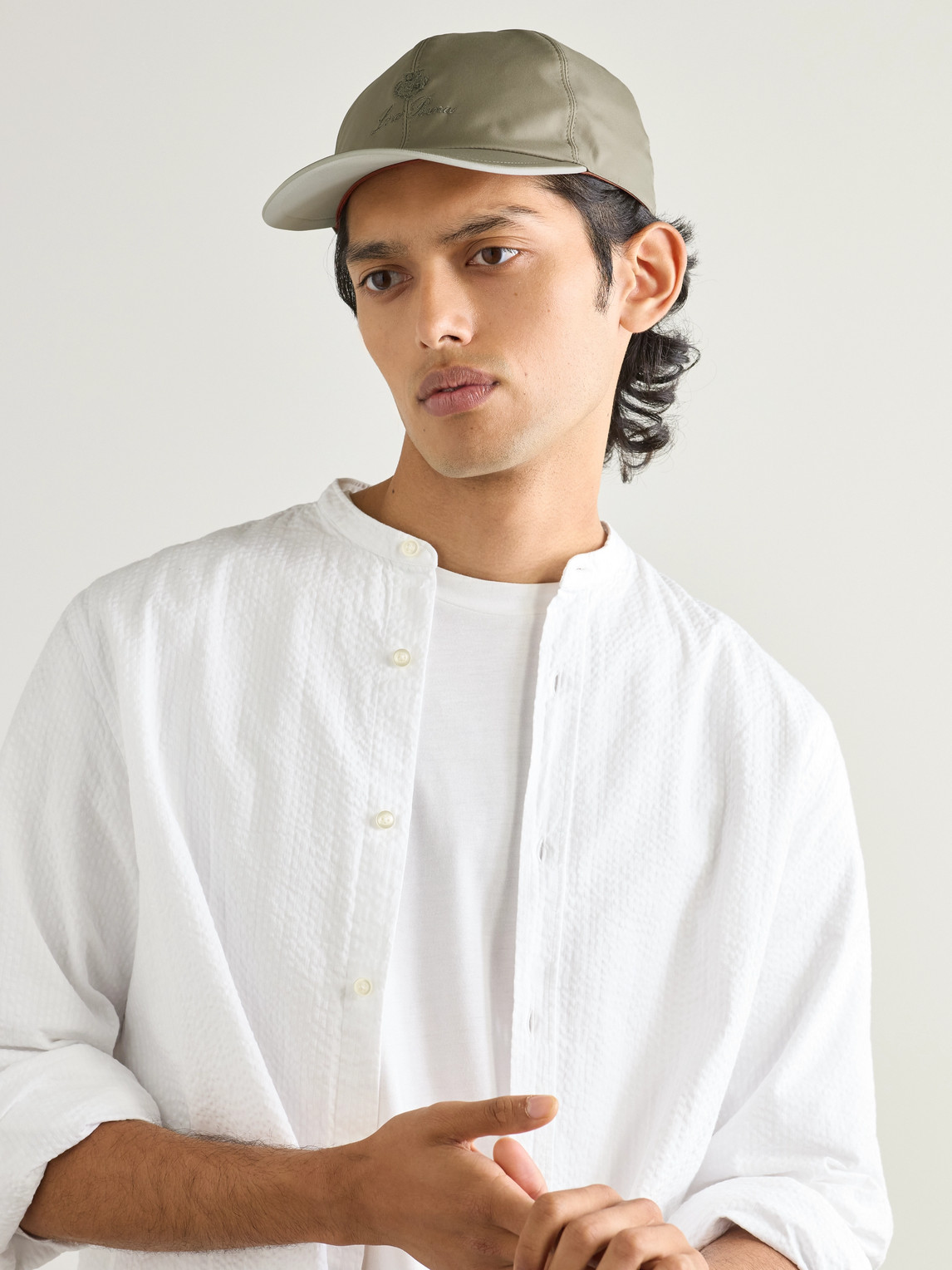 Loro Piana Logo-embroidered Storm System® Shell Baseball Cap In Green