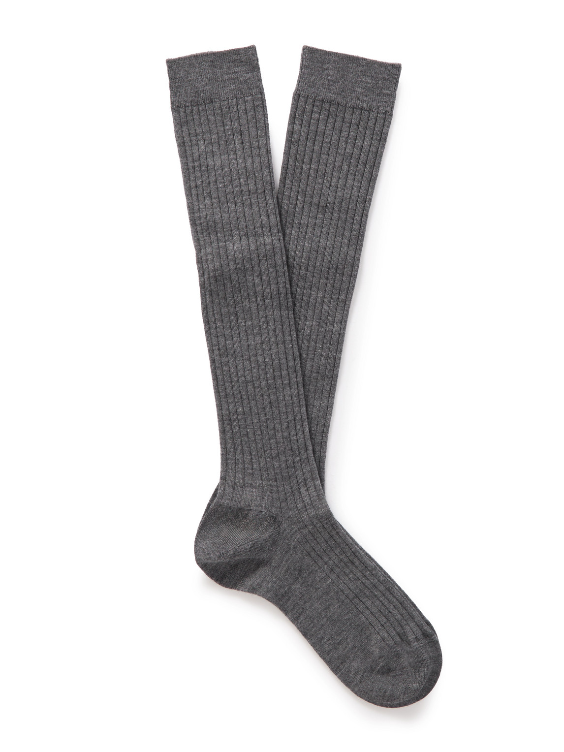 Loro Piana Ribbed-knit Socks In Grey