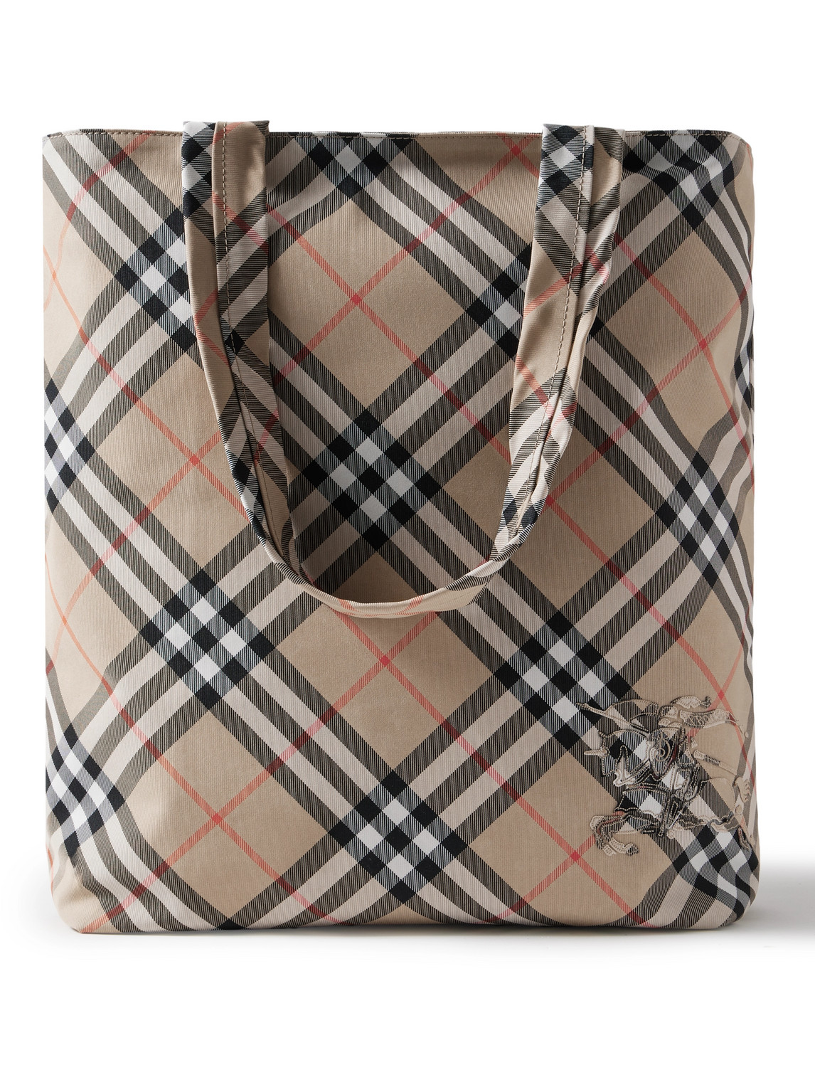 Burberry Logo-appliquéd Checked Twill Tote Bag In Brown